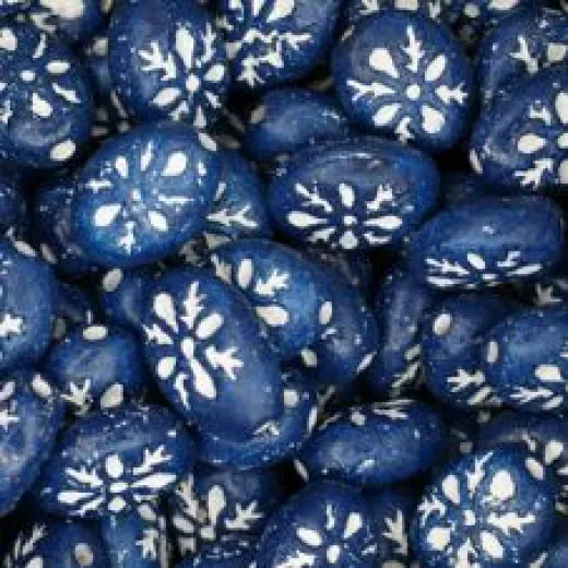 Flat Oval Clay Beads, Dark Blue, Pack of 10